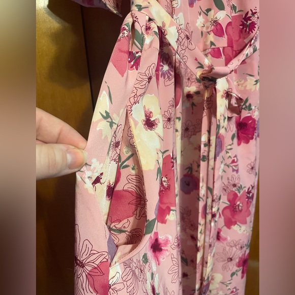 AVA & VIA Plus Size 3x Pink Floral Wrap Dress - Picture 5 of 7